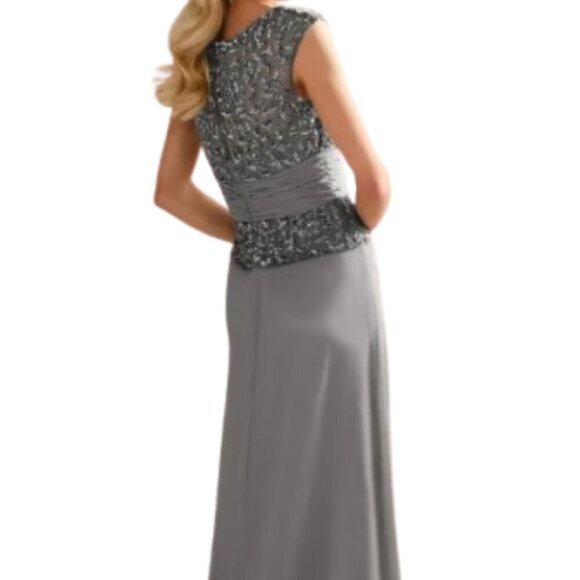 NWT Cameron Blake 114657 Chiffon Mother of the Bride Dress Wine Size 8 - Picture 3 of 6